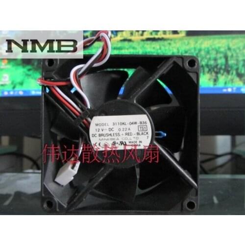 For NMB 3110KL-04W-B36 case cooling fans 80mm 8cm 8025 DC 12V 0.22A industrial quiet silent