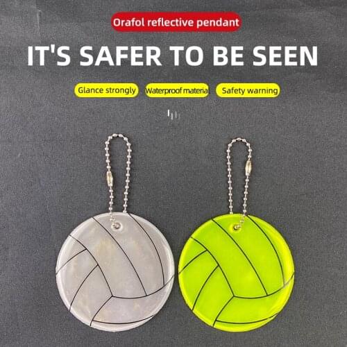 Volleyball Double-Sided Reflective Pendant Fluorescent Keychain Key Ring Safety Warning Walking Cycling Reflector Gift 600 Light