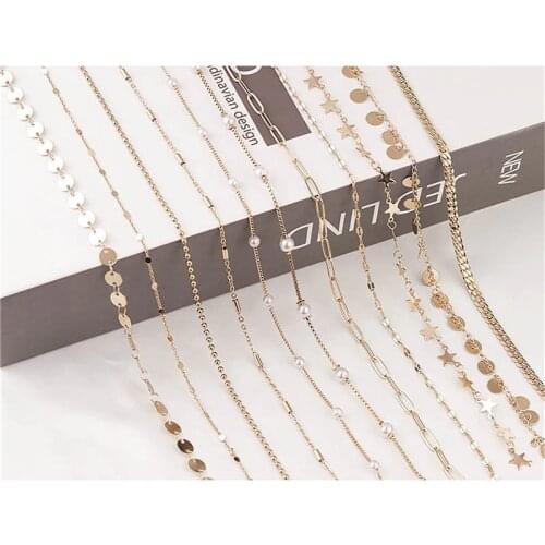 Julie Wang 2 Meters Copper Chain Link Snake Beads Chain Star Round For Bracelet Necklace Jewelry Making Accessory
