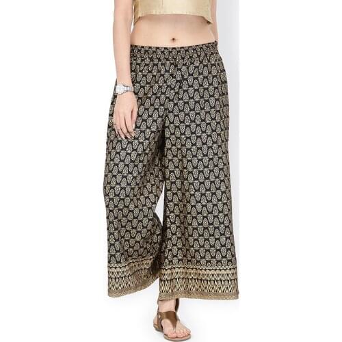 Shalwar Indian Pants Thin Ethnic Gold Printed Black Wide Leg Pants Cotton Trousers Shalwars Salwar Indian Dress Women Costume