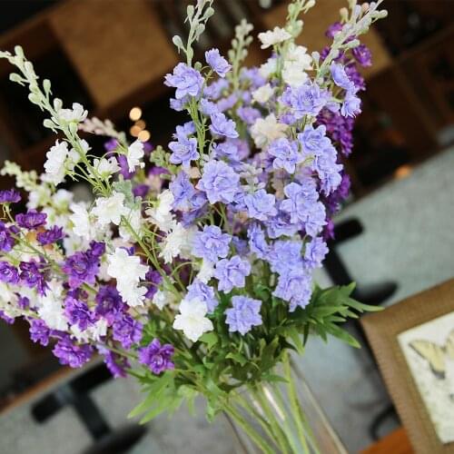 84CM Artificial Plants for Home Kitchen Decor Christmas Wreath Decor Household Products Silk Delphinium Decorative Flowers