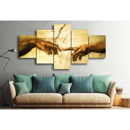 5 Pcs Creation of Adam Abstract Hands Canvas Picture Print Wall Art Canvas Painting Wall Decor for Living Room Poster No Framed