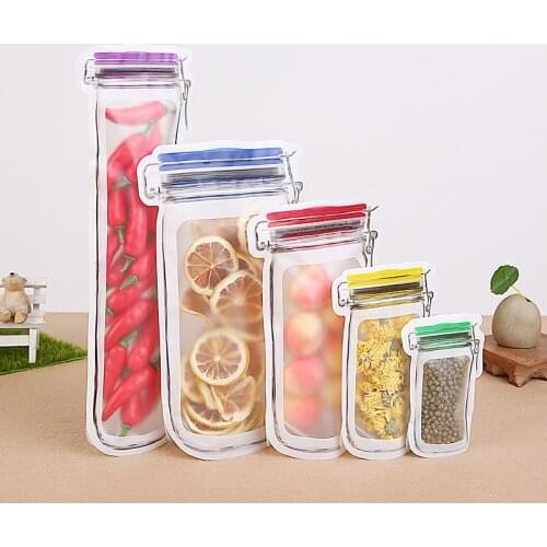 Reusable Bag Zipper Seal Food Storage Bags Snacks Kitchen Freezer Organizer Portable Travel Transparent Bag Food Container bag