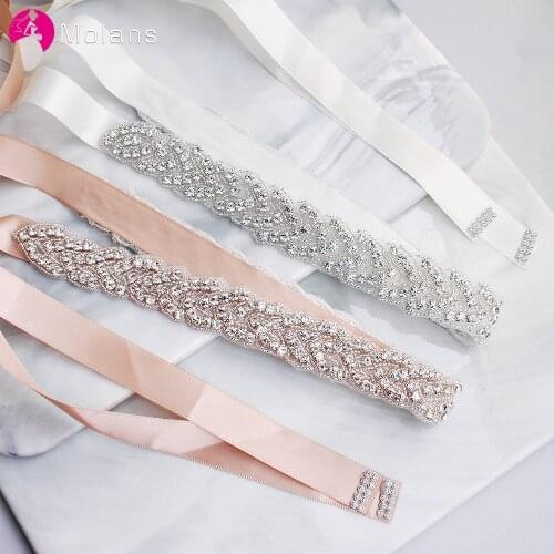 Molans 2021 New Rhinestones Bridal Belt Diamond Wedding Dress Belt Crystal Wedding Sash Bridesmaid Belts Wedding Accessories