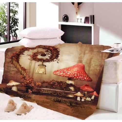 Mushroom Forest Hot Sale Thin Throw Blanket For Bed Super Soft Art Beach Towel Throw Travel Bedspread Cartoon Beds Dropship