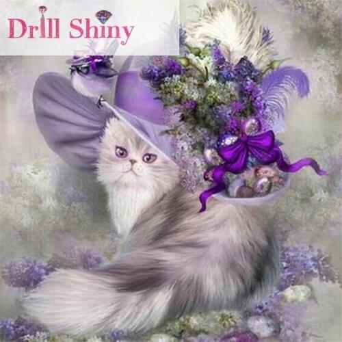 DIY 5D Diamond Embroidery Color Cat Full Square Rubik Rhinestone Painting Animals 3D Cross Stitch Kits Room Decor