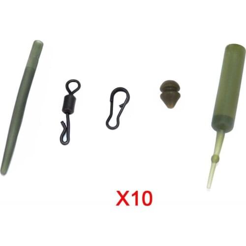 10pcs/box Carp Fishing Tackle Kit Swivel Snaps Lead Quick Swivel Anti-Tangle Sleeve Fishing Accessories