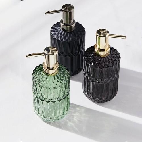 Nordic Glass Soap Dispenser Home Hotel Bathroom Shampoo Bottles 390ml Shower Gel Hand Sanitizer Empty Refill Sub-bottle