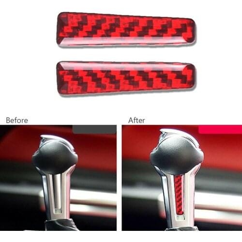 New Arrival High Quality Red Carbon Fiber Interior Gear Shift Handle Cover Trim For Ford Mustang 2015-19