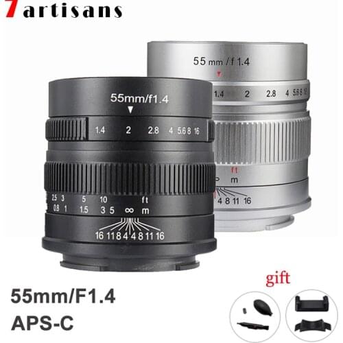 7artisans 55mm F1.4 Lens Large Aperture Portrait Manual Focus Micro Camera Lens APS-C for Canon EOS-M Mount Sony E Fujifilm M4/3