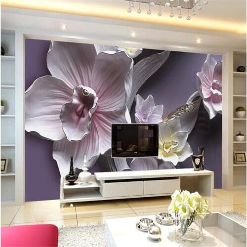 Beibehang Custom Wallpaper 3S Floral Relief Wallpaper Sofa TV Living Room Bedroom Background Wall Decorative