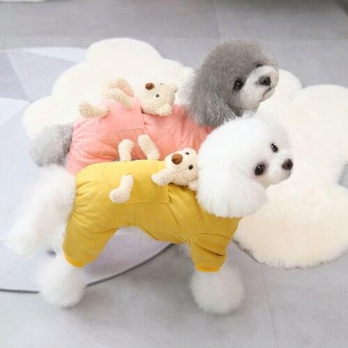 Pet Clothes Dog Clothes Autumn and Winter Teddy Small Dog Pet Clothes Winter Clothes 21 Back Bear Four-legged Cotton Coat