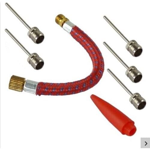 WholeSale 100sets/lot Pump Adaptor Set Kit 7 Pcs Needle Valve Connector Foot Ball Airbed Bicycle Tyre