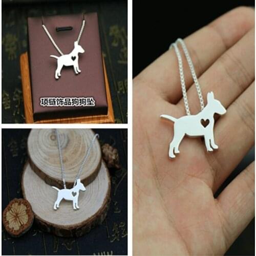 Bull terrier dog necklace Lovely Pets pendant jewelry golden colors plated