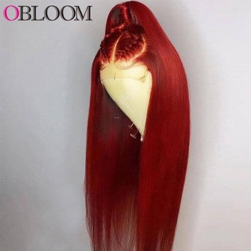Straight Red Lace Front Human Hair Wigs 13x4 Lace Frontal Wig Remy Brazilian Human Hair Wigs for Women Preplucked With Baby Hair
