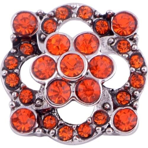 Wholesale 2019 new fashion round red color 18mm rhinstone flower snap buttons for romantic bracelet MDB18-277