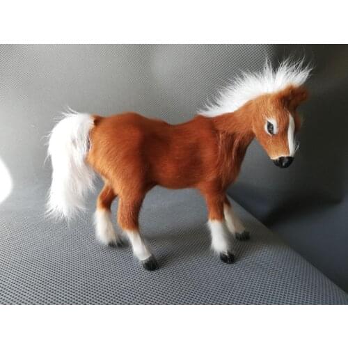 Real life toy horse model about 12x10cm polyethylene&furs ligfht brown horse model home decoration props ,toy gift d0147