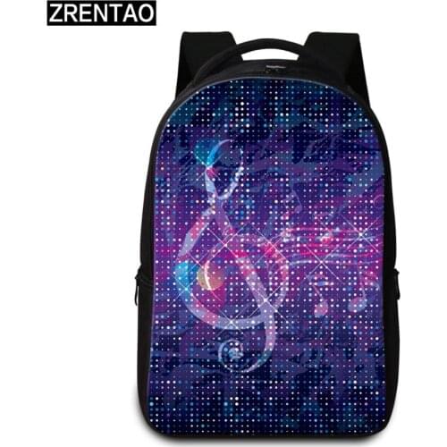 ZRENTAO 3D music note print laptop backpack high quality large unisex mochila new fashion teenager school bags travel bags