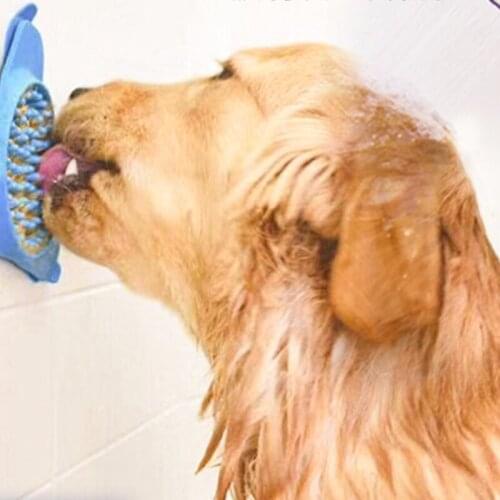 Blue Portable Fixed Suction Dog Lick Pad Cup Bowl Dog Slow Feeder Silicone Pet Transfer Plate Bath Best Selling Pet Supplies