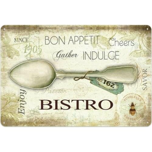 Vintage Since 1905 Enjoy Bistro Bon Appetit Cheers Metal Tin Sign 8x12 Inch Retro Wall Decor