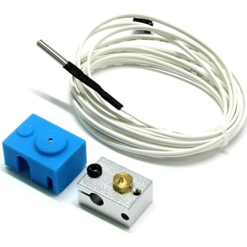 V6 Heating Aluminum Block + Silicone Case with Thermistor for 3D Printer