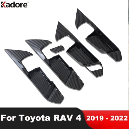 For Toyota RAV4 RAV 4 2019 2020 2021 Carbon Fiber Car Interior Door Handle Bowl Frame Cover Trim Sticker Styling Accessories LHD