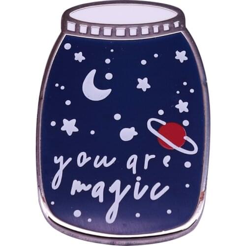 You are magic wishing bottle pin space cosmic theme positive vibes inspirational confidence gift