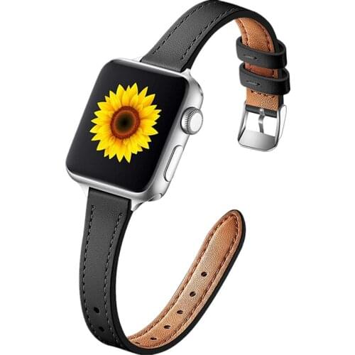 High quality leather loop for apple watch 6 se band 40mm 44mm slim leather strap for iwatch series 6 5 4 3 38mm 42mm women bands