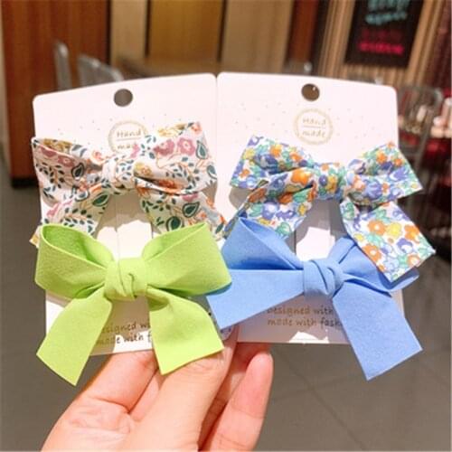 2PCS/set hot Baby Girls Bow Hair pins Hair Clip for girls Barrettes Floral Headdress Children Princess Candy color Headwear