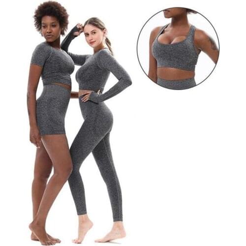 Women Fitness Gym Workout Yoga Set Seamless Sports Bra Long Sleeve T-shirts Shorts Leggings Sportswear Tracksuit Training Suit