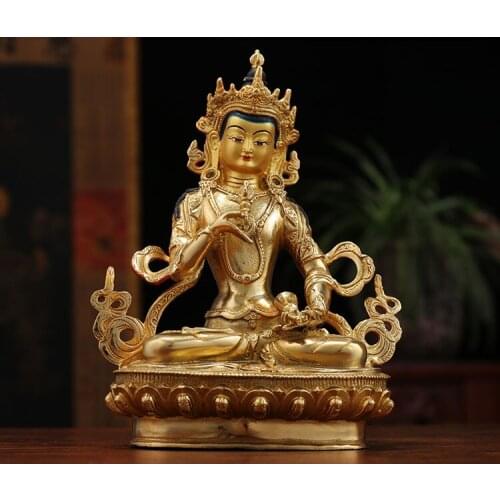 20cm # GOOD Buddha Buddhist bless family home Safety Health wealth efficacious Protection Vajrasattva buddha Gold gilding statue