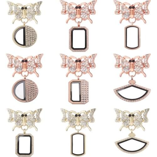 10Pcs Crystal Geometric shaped polygons and Sector Brooch Fit Women Glass Memory Floating Locket Brooch Pins Jewelry Supplies