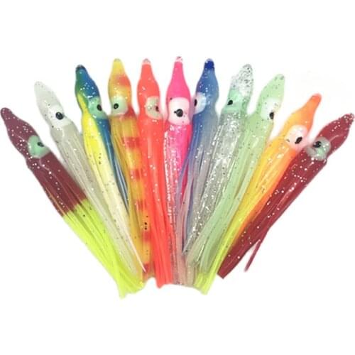 100Pcs*6cm Luminous Fishing octopus skirt squid lure octopus Jig soft bait squid lures