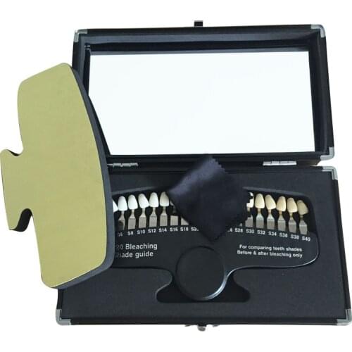 20 Colors Teeth Whitening 3D Shade Guide Color Comparator With Mirror Dentistry Cold Light Description Bleaching Dental Plate