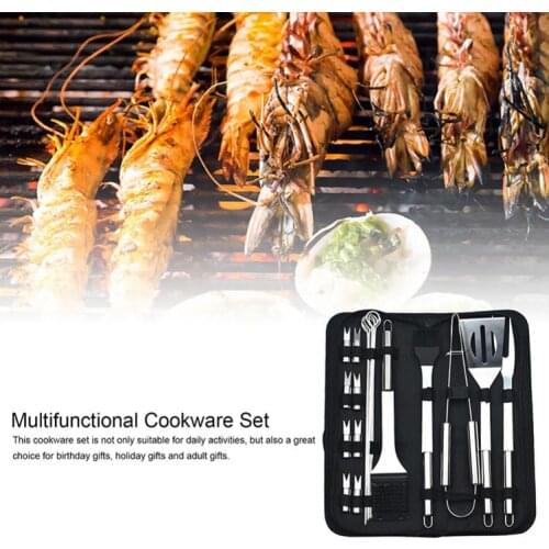 20pcs Multifunctional Cookware Stainless Steel Portable Cooking Set Outdoor Portable BBQ Cooking Tool Set For Camping Trekking