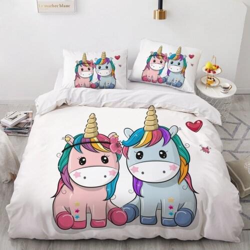 AHSNME Ketosis Rhinoceros unicornis Bedding Set Cartoon Kids Microfiber Single Bed Set Custom size custom picture