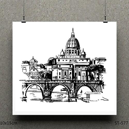 AZSG Grand Castle Famous Buildings Silicone Clear Stamps For Scrapbooking DIY Clip Art /Card Making Decoration Stamps Crafts