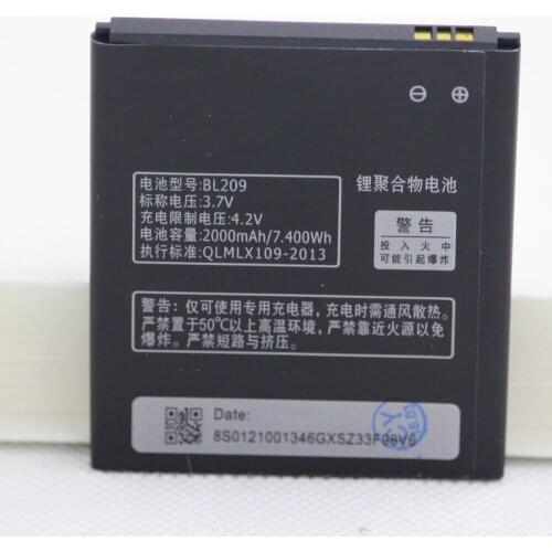 BL209 Battery For Lenovo A706 A788T A820E A760 A516 A378T A398T 2000mAh Rechargeable Replacement Mobile Phone Bateria