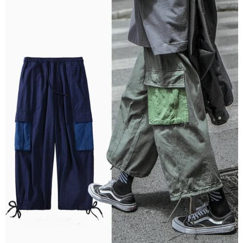 Big pocket Cargo Pants Mens Trousers Leisure Loose Harem Pants Male Streetwear Elasticated Waist Hip Hop Sweatpants Mens Pants