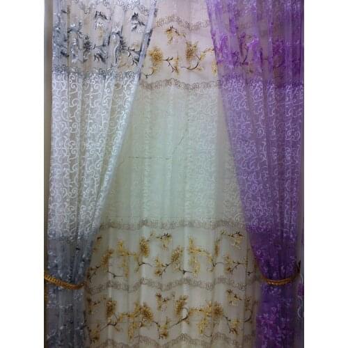 CS 127 Lovely Floral Print Sheer Curtain fabric Panel Window Balcony Tulle Room Divider Scarf Curtain fabric custom diy sheet