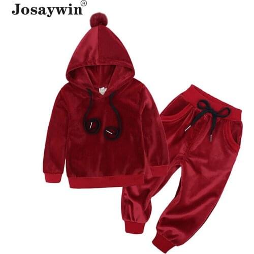 Children Suits Boys Kids Girl Sets Unisex Autumn 2 Piece Boys Outfits Baby Clothes Kid Toddler Velvet Jogging Casual Hooded Suit