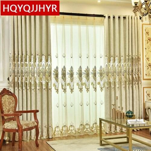 Europe Luxury Exquisite Embroidered Villa Curtains For Living Room Windows High Quality Elegant Custom Curtains For Bedroom