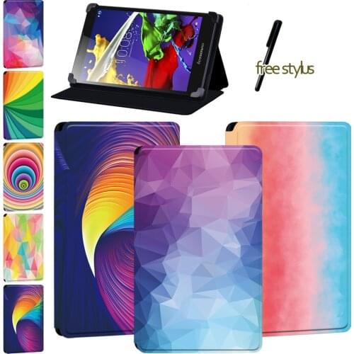 Leather Flip Tablet Case for Lenovo Tab 2 A8/Tab 2 A7-(10/10F)/A10-70/Tab 4(8/8 Plus/10 /10 Plus)/Tab 3(7 Essential/10.1) + Pen