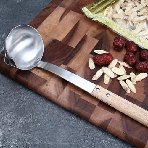 Stainless Steel Long Handle Soup Oil Separator Kitchen Colander Filtering Spoon Oil Filter Spoon Stainless Steel Kitchen Supply