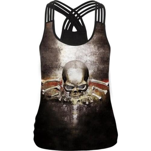 2020 Fashion Womens Fashion Women 3D Printed Skull Sleeveless Tank Tops O-Neck Vest Casual Blouse Top vest T-shirt sexy