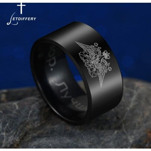 Letdiffery Black Stainless Steel Men Ring 8mm Russian Air Force Navy Land force Cool Rings for Party Gifts