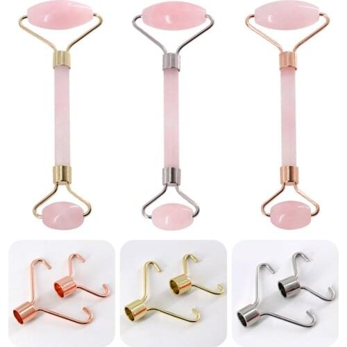 Natural Pink Jade Guasha Double Head Facial Massage Roller Jade Face Slimming Body Head Neck Nature Device Drop Shipping #292377