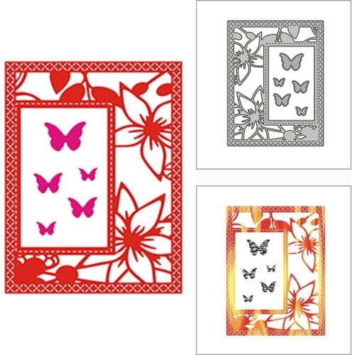 New 2021 Flowers Butterflies Rectangle Metal Cutting Dies for DIY Scrapbooking and Card Making Decor Embossing Craft No Stamps