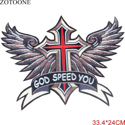 New Skull Cross Wing Angel Cheap Embroidered Iron On Motorcycle Patches For Clothes Big Back Eagle Harley Patch Jacket Applique