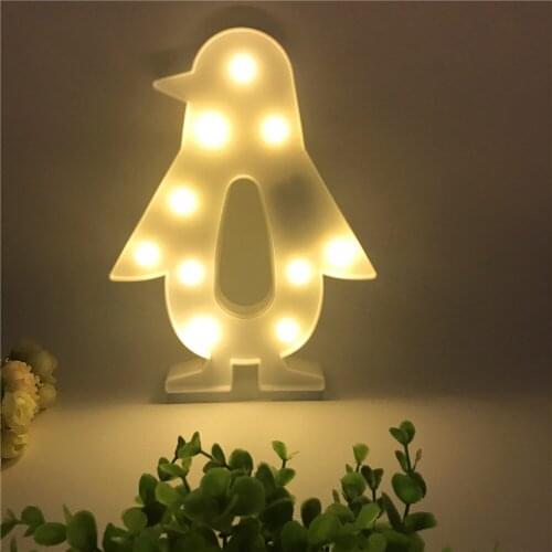Novelty 3D Penguin Shape LED Night Light Kids Bedside Table Lamp Christmas Party Wedding Holiday Home Decor Children Cute Gifts